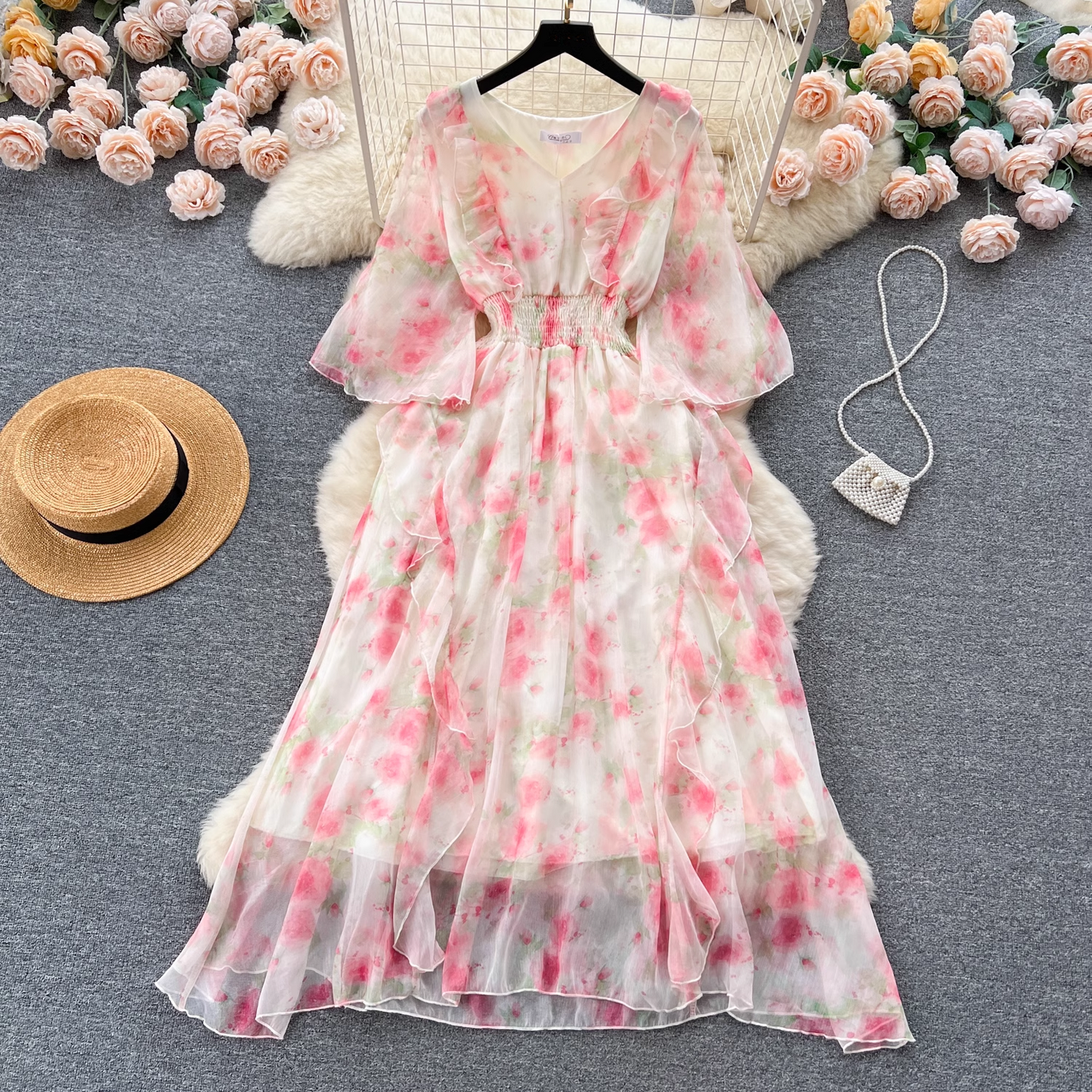 women's summer floral chiffon dress YM304