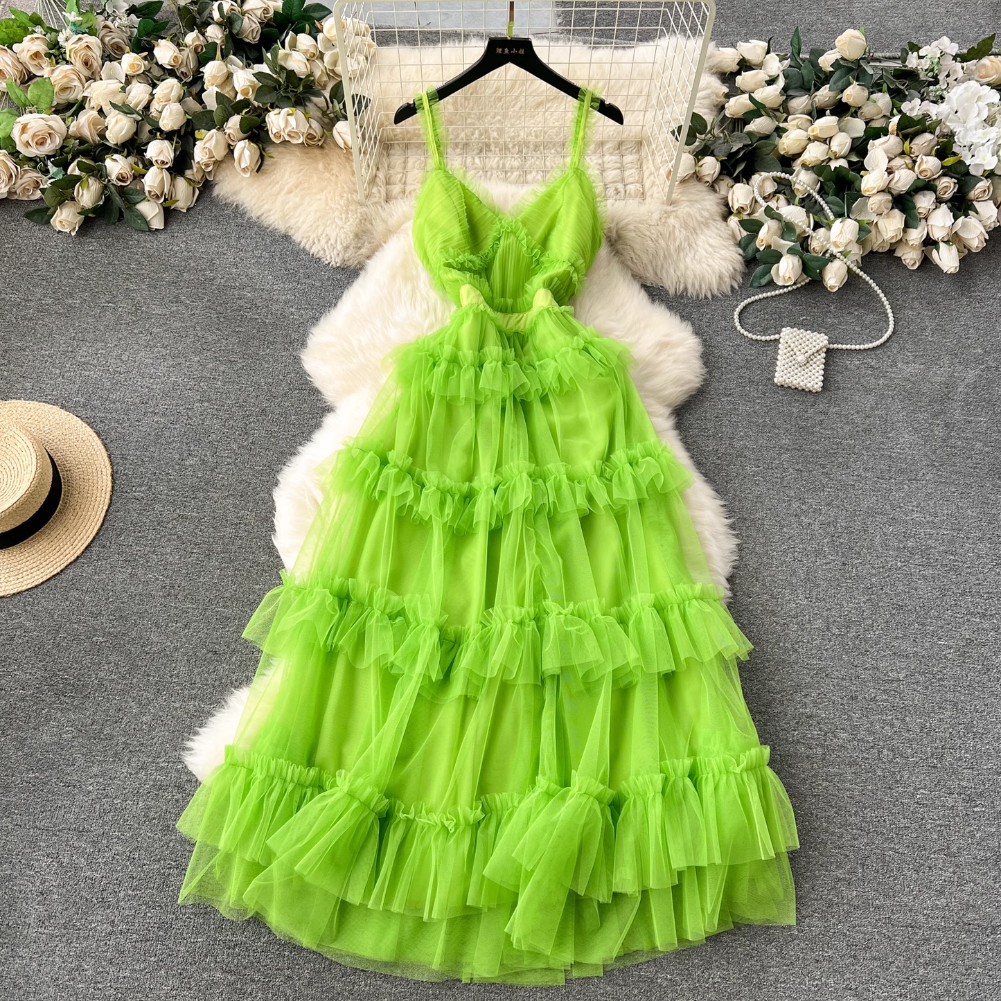 A-line V Neck Tulle Prom Dress  YM1178