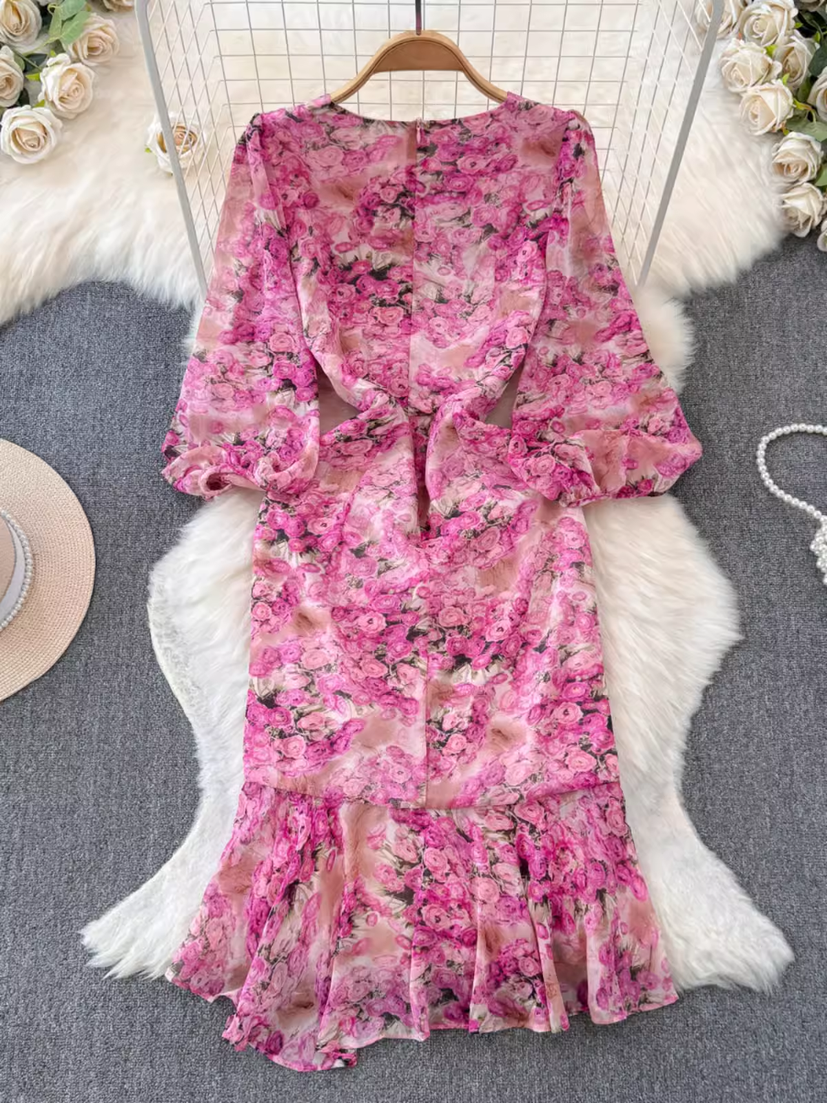 women's floral chiffon dress YM1430