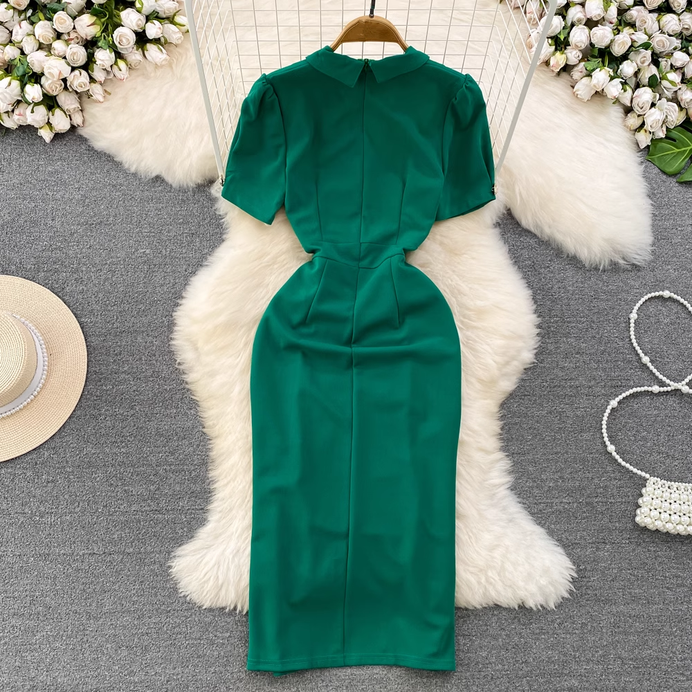 Green V Neck Bodycon Dress  YM250