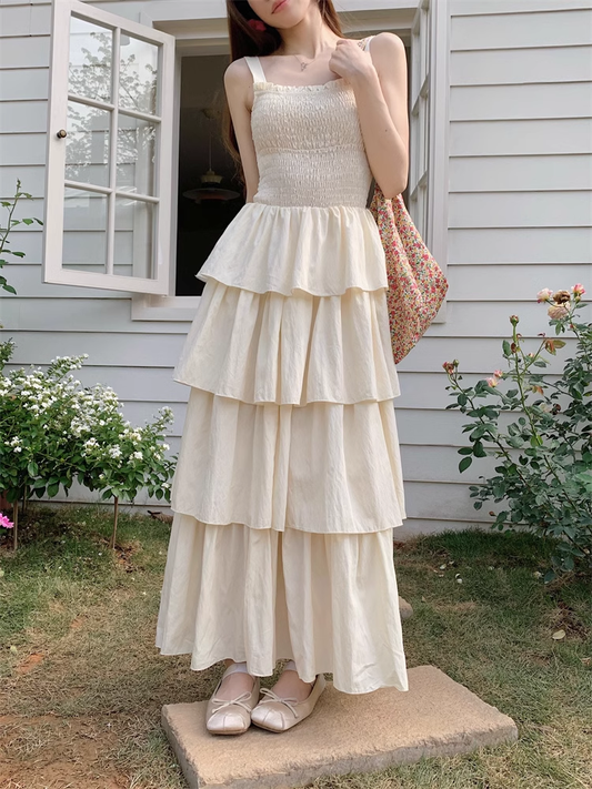 New summer A-line tiered long dress  YM1162