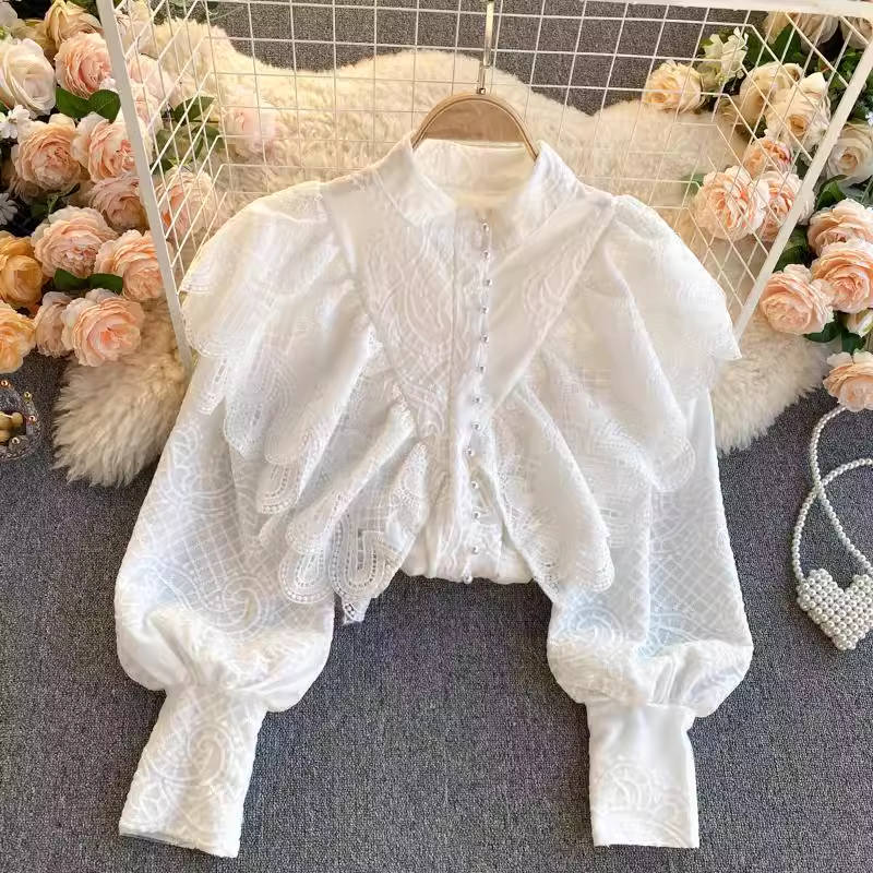 New style palace style retro heavy ruffled blouses YM488