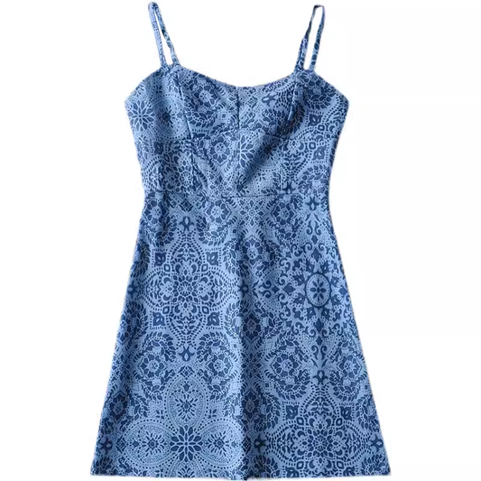 Blue Spaghetti Straps Mini Dress  YM1346