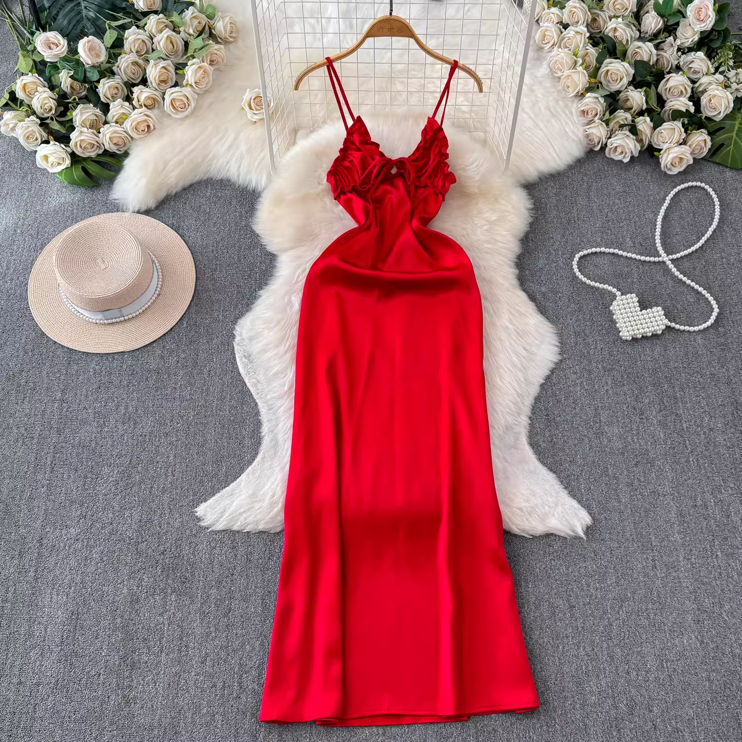 Red Simple Party Dress  YM1439