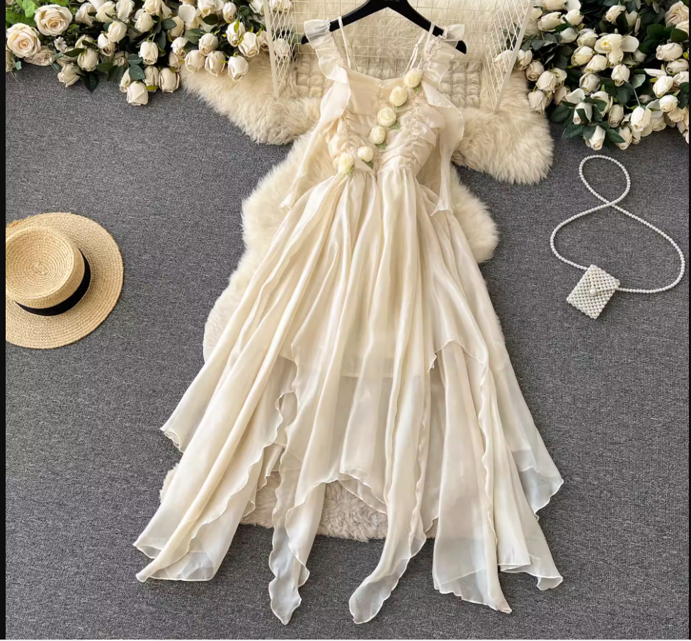 women's irregular chiffon summer dress ,YM130