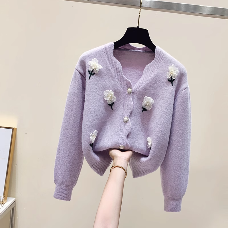 floral sweater coat knitted cardigan YM780