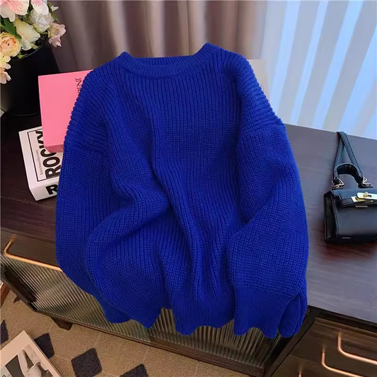 Casual simple blue thickened sweater YM864