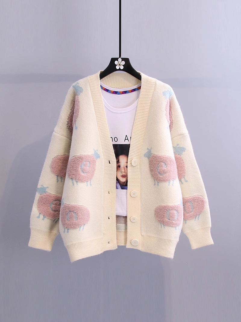 Cartoon lazy style sweater women's knitted cardigan jacket YM678