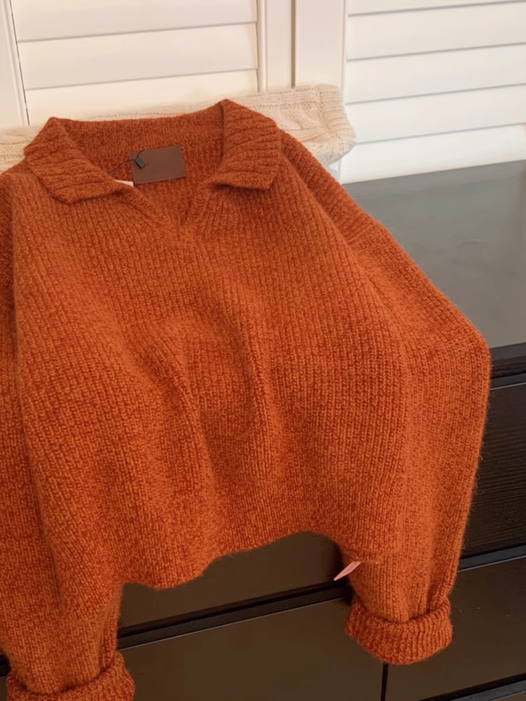 Vintage orange pullover sweater YM1892