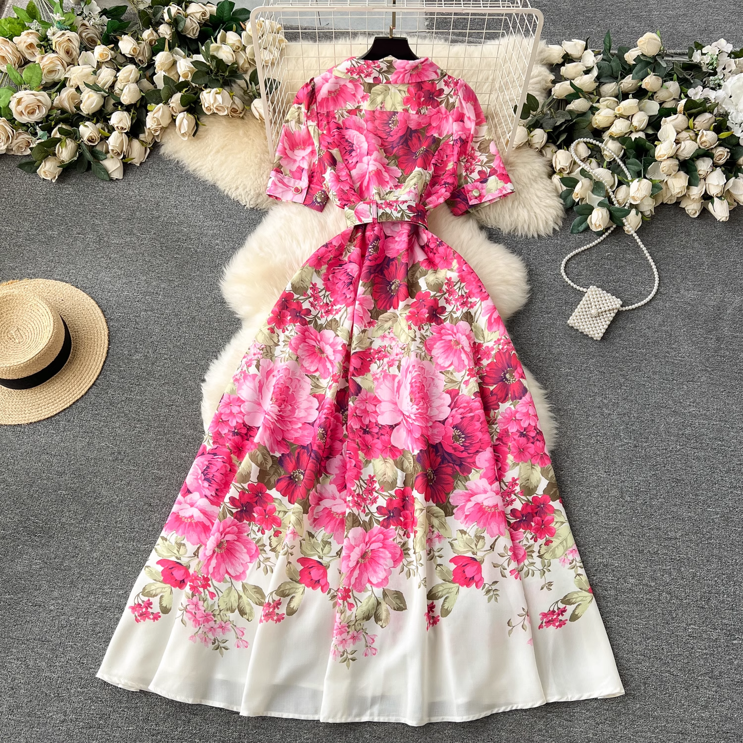 New style suit collar buttoned long dress for women YM1175