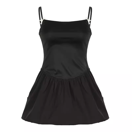 Black A-line Mini Dress  YM1334