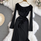 Black Long Sleeves Mermaid Dress  YM912