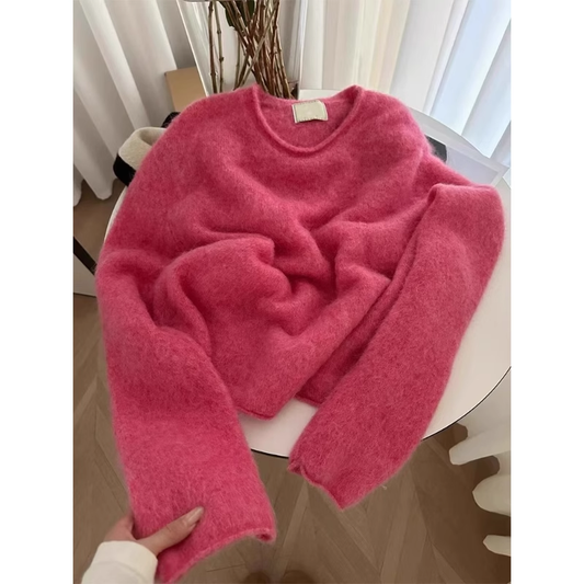 Raspberry Pink High-grade Soft Sweater For Women In Winter YM1838