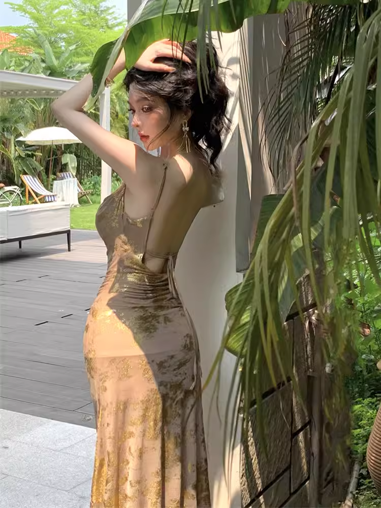 Sexy Backless Long Dress   YM1493