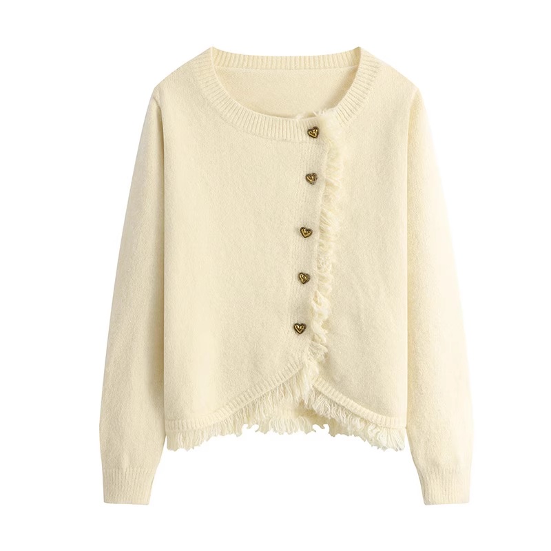 women's diagonal button tassel sweater YM379