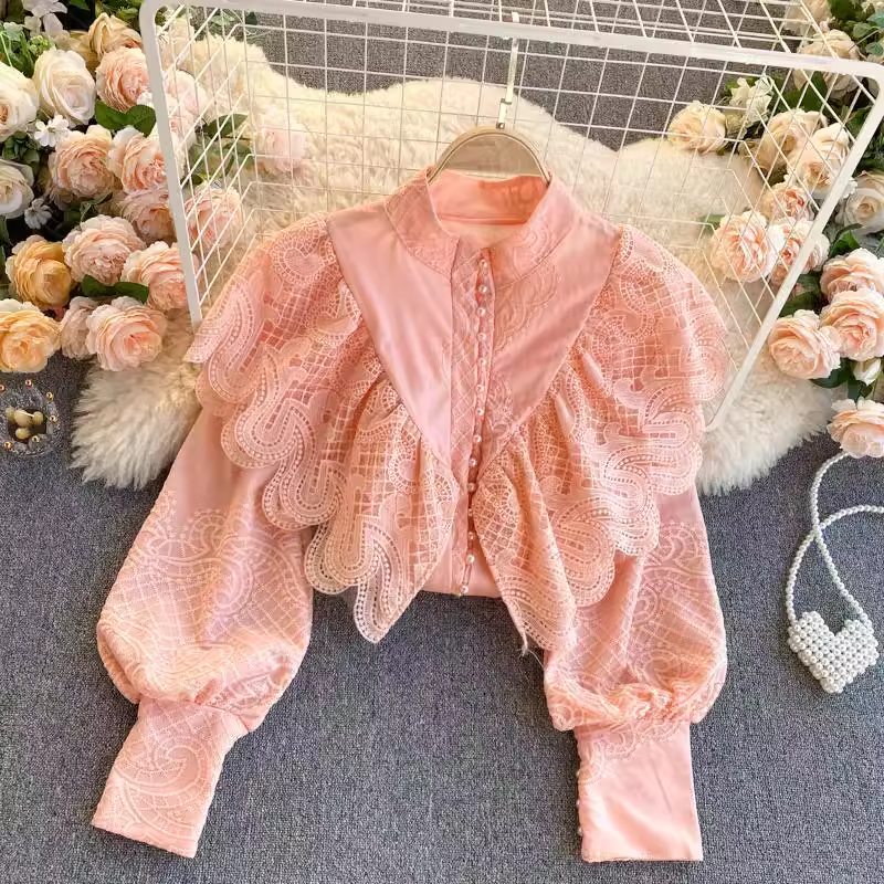 New style palace style retro heavy ruffled blouses YM488