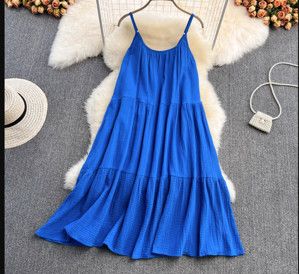 Blue Seaside Resort Dress,YM217