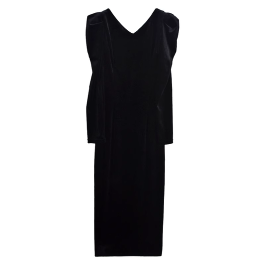 women's v-neck velvet black dress YM830