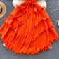 Summer orange chiffon dress YM1143