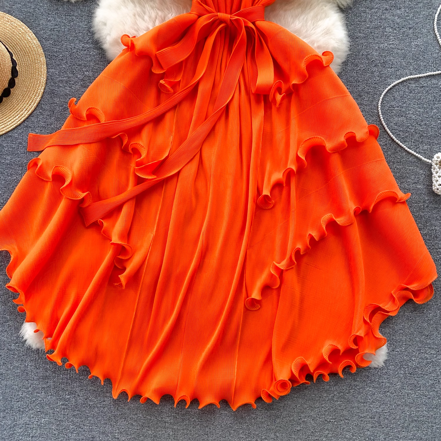 Summer orange chiffon dress YM1143