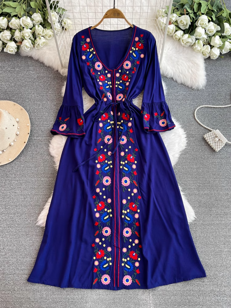 Bohemian Beach Maxi V Neck Dress YM1059