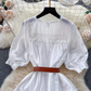 Puff sleeve hollow embroidery sweet summer dress for women,YM122