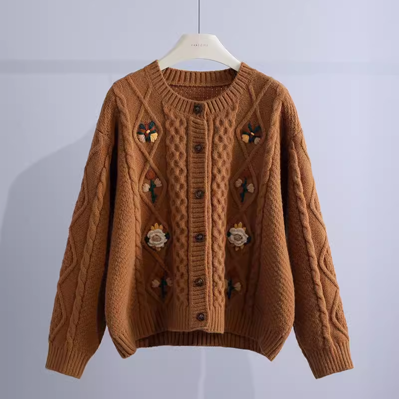 women's embroidered twist sweater jacket YM642