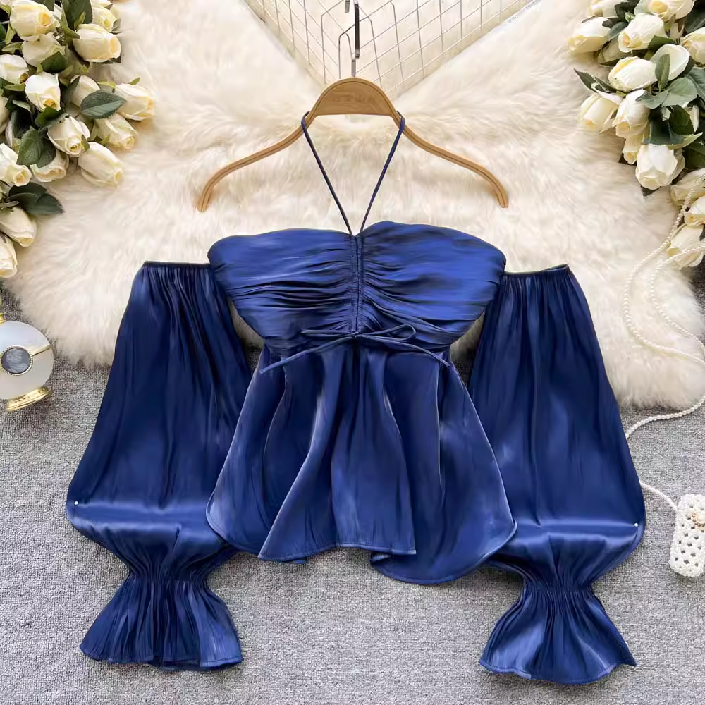 Off-the-shoulder halter Neck Blouses ,YM136