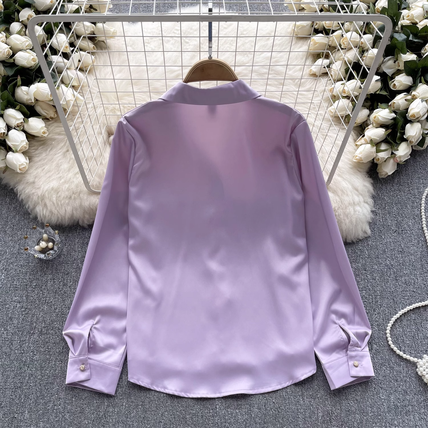 women's autumn long sleeve satin blouses YM564