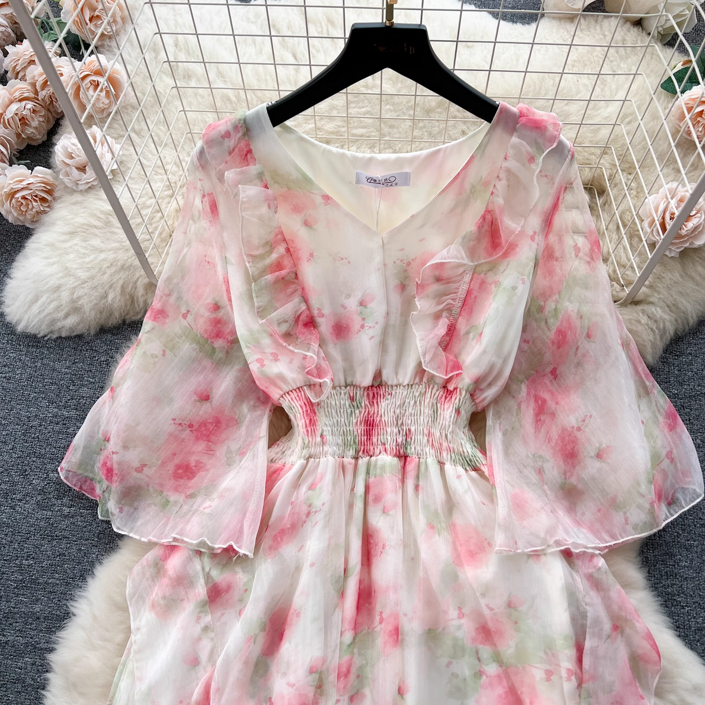 women's summer floral chiffon dress YM304