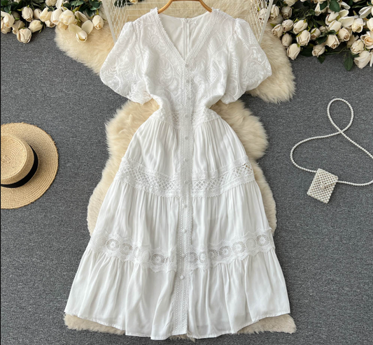 Puff Sleeve Summer Dress ,YM64