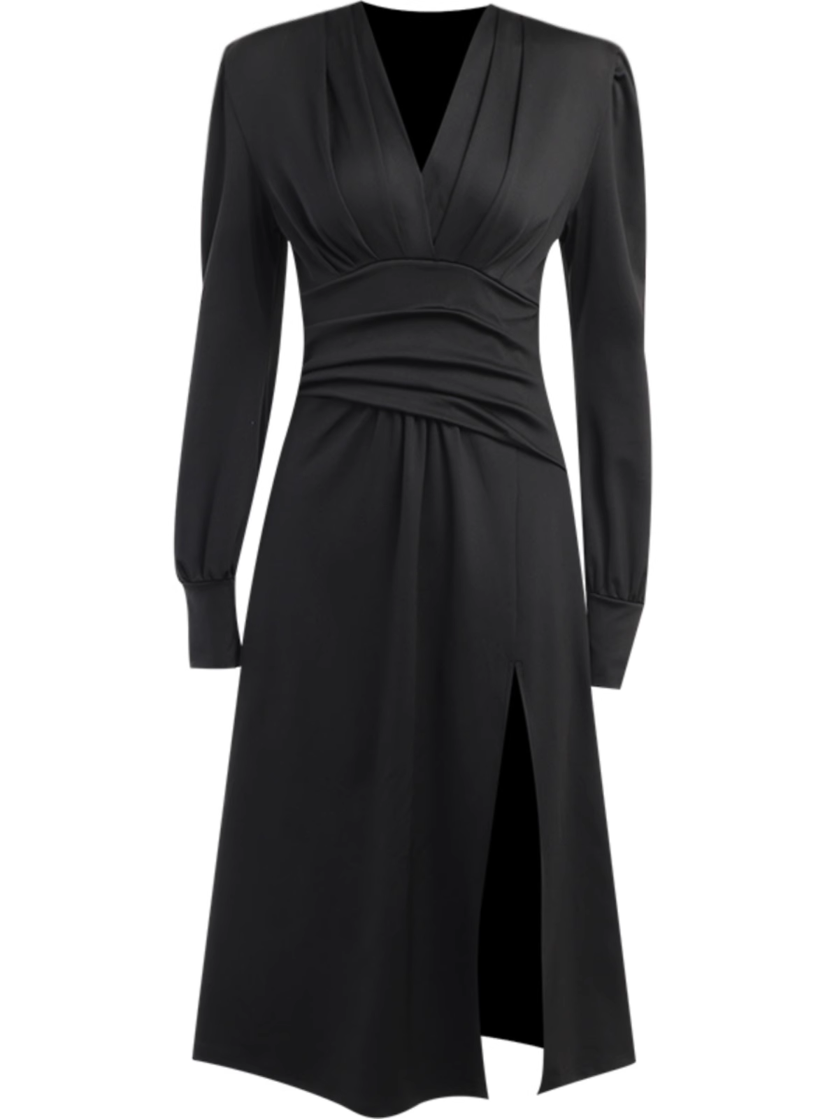 New women's black v-neck long dress  YM914