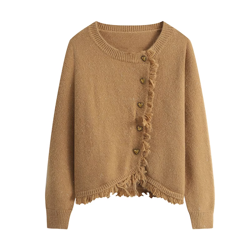 women's diagonal button tassel sweater YM379