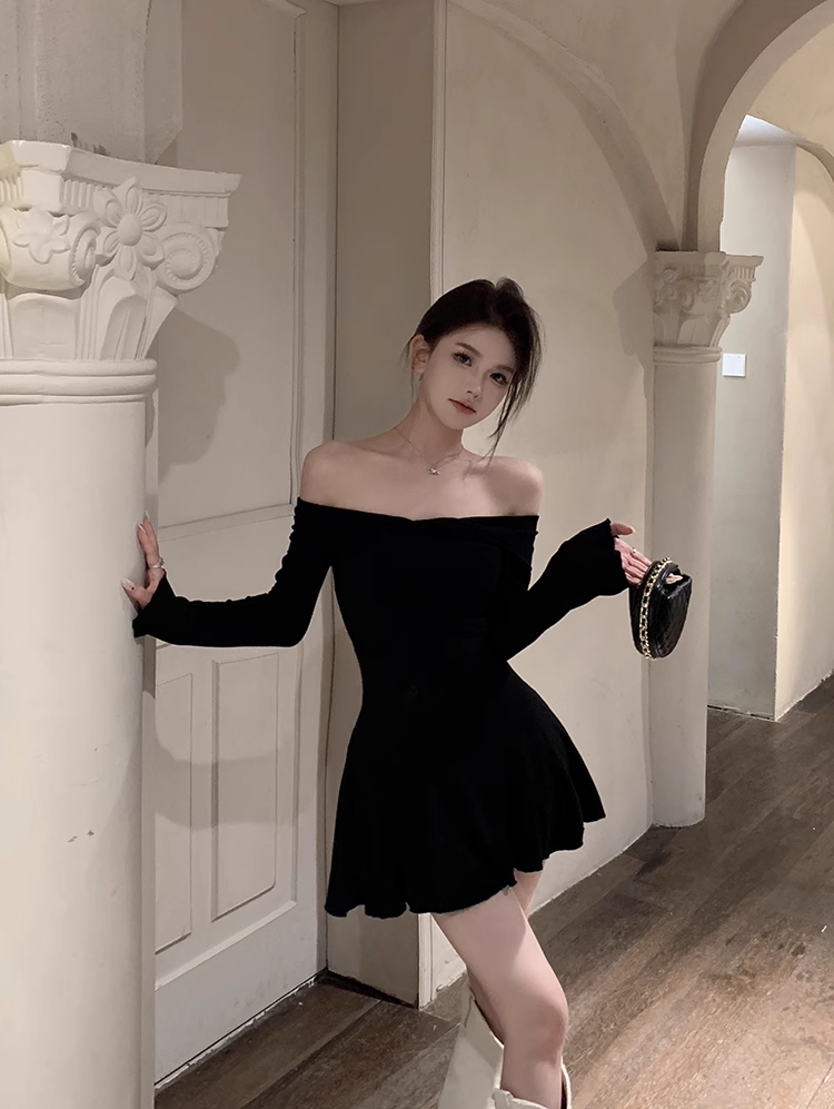 Black Off The Shoulder Short Homecoming Dress A Line Party Dress YM1828