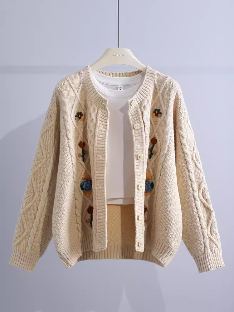 women's embroidered twist sweater jacket YM642