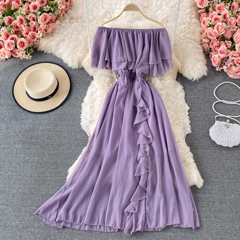 summer off shoulder chiffon dress ,YM182