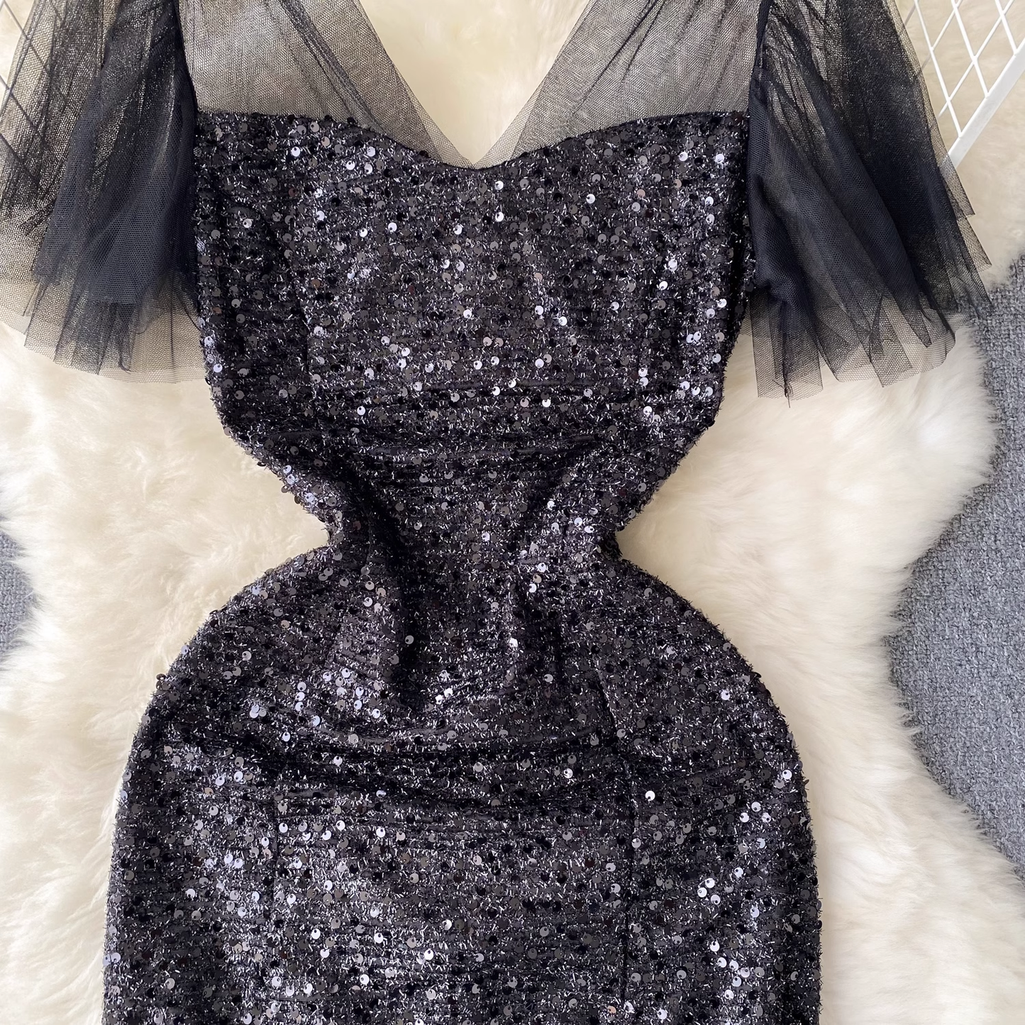 Sexy Black Sequins Dress ,YM157