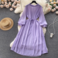 women's puff sleeve chiffon dress YM323