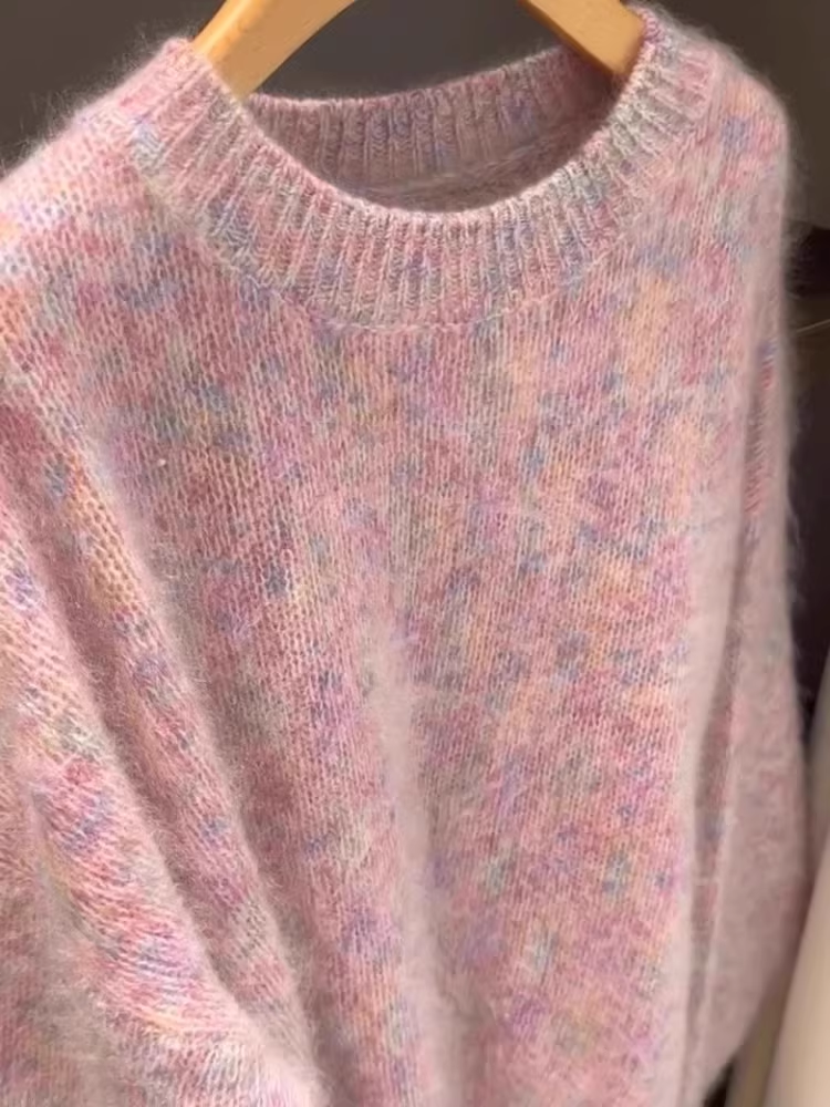 Pink knitted sweater top with high-end feel YM1885