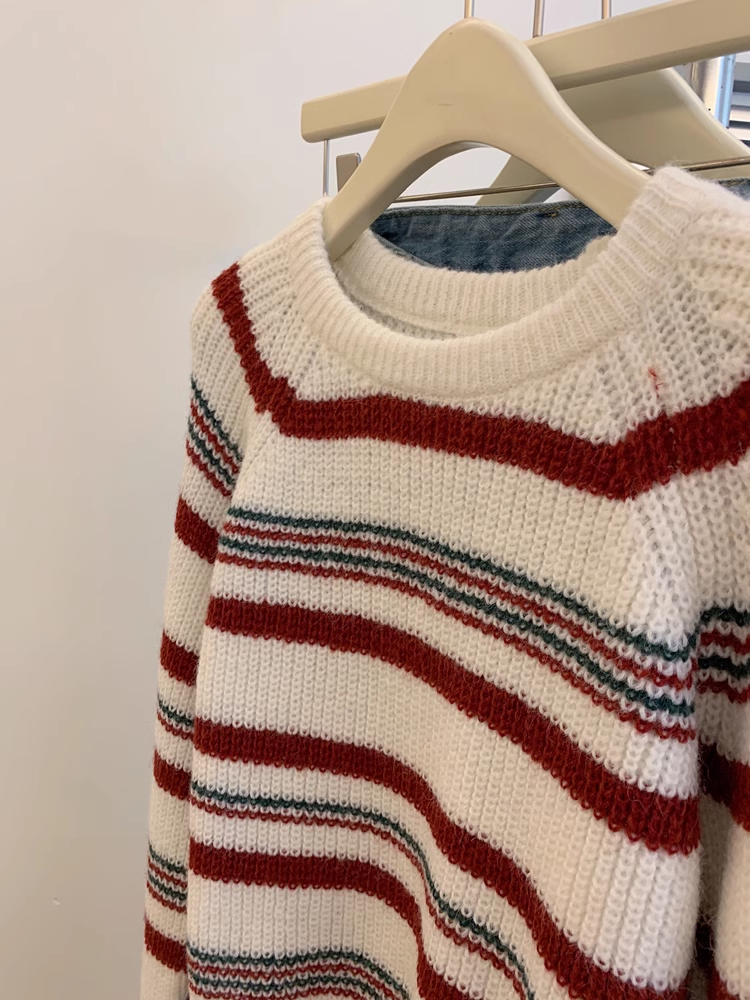 New retro striped sweater loose knitted sweater YM1879