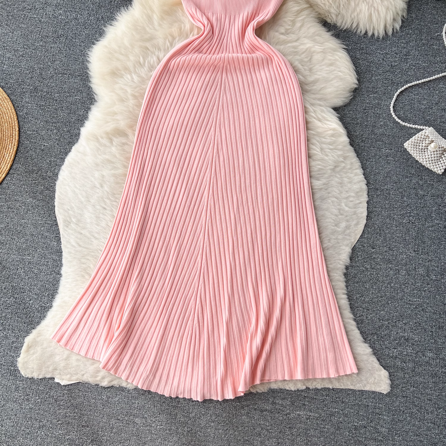 Retro knitted suspender dress women's casual dress YM311