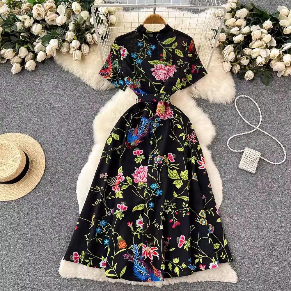 women's summer printed dress YM1212