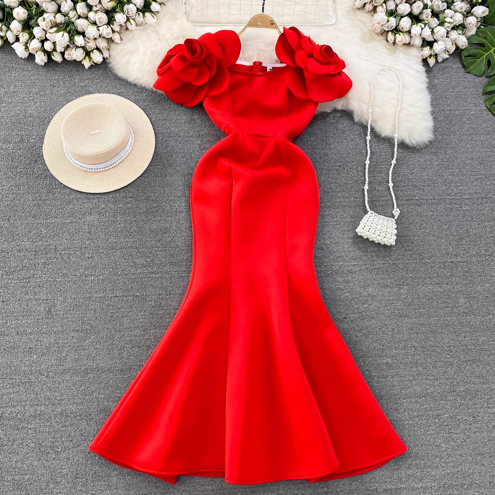 Red Mermaid Fashion Dress , YM265