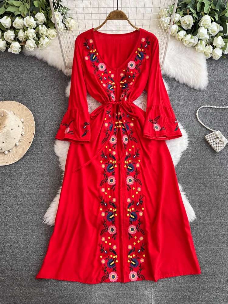 Bohemian Beach Maxi V Neck Dress YM1059