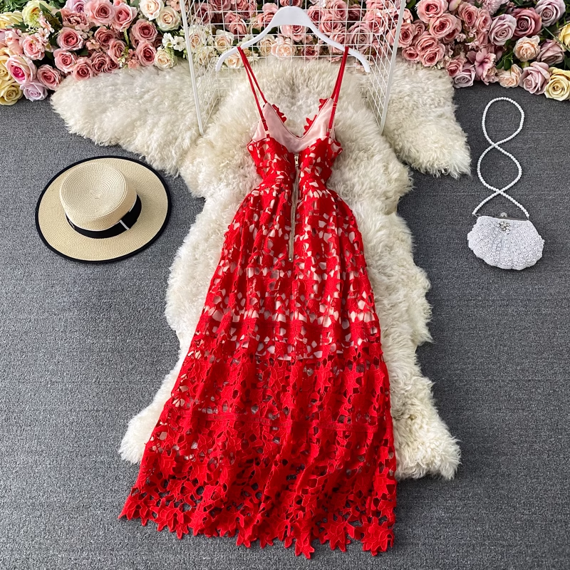 women's hollow lace dress, YM178