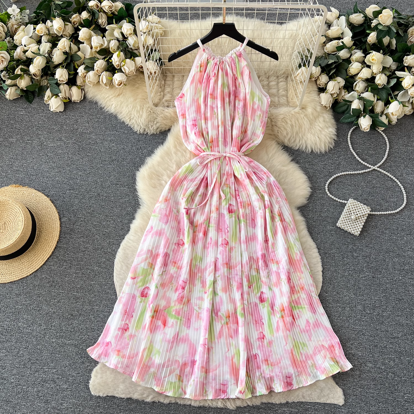 women's summer floral suspender dress YM324