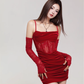 Sexy red velvet dress YM956