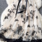 Retro Elegant Dress Women Knitted Splicing Embroidery Butterfly Mesh Fluffy Fairy Long Dress  YM1461