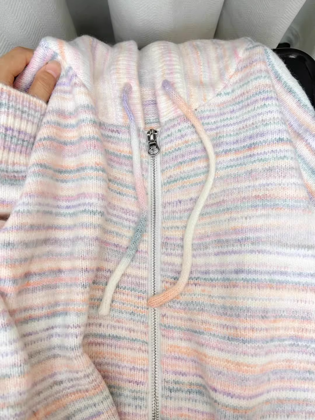 Rainbow Stripe Knit Cardigan Sweater YM385