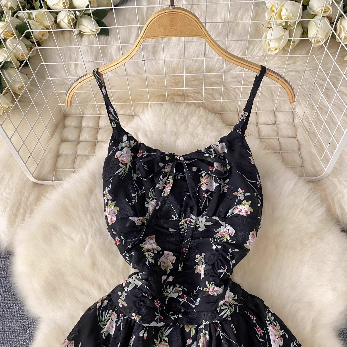 Floral suspender dress YM1075